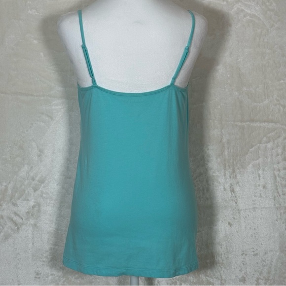 Old Navy Womens Cami Lace Trim Tank Top Button Details sz L Teal Bella Swan Y2K - Picture 2 of 7